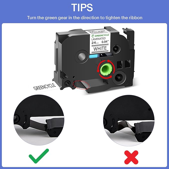 GREENCYCLE TZe-251 24mm Label Tape Compatible for Brother P-Touch TZe251 Label Maker Tape 24mm 0.94 Laminated White 1 Inch TZe TZ Tape for Ptouch PT-D600 D610BT P700 P710BT P750W, 3 Pack