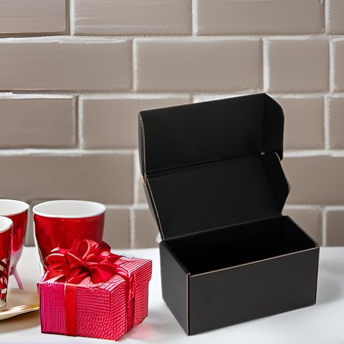 Small Shipping Boxes 8x4x4 Inches – Black Corrugated Cardboard Boxes (20-Pack) for Mailing, Packing, Small Business & Gift Packaging - Recyclable & Sturdy
