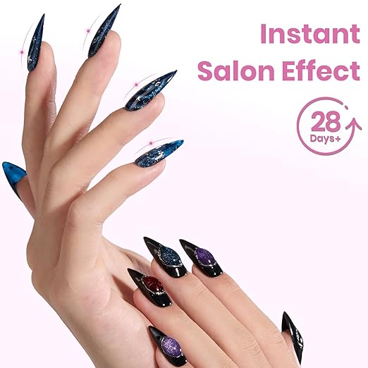 Beetles Tipex Lite Instant Apex Nail Tips, Medium Stiletto, 16 Sizes | 00–14, Built-in Apex Acrylic Tips for Flat & Natural Nail Beds, Beginner-Friendly Easy DIY Nail Extensions