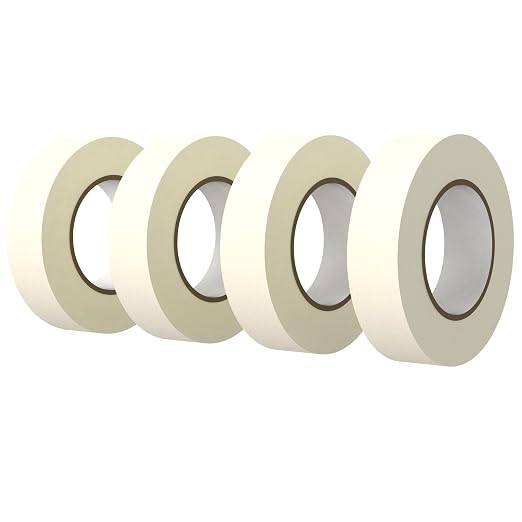 SWRT Masking Tape 0.75 Inch x 55 Yards, 4 Rolls White Tape, General Purpose | Clean Paint Edges; Easy Hand Tear; Writable Surface; Craft & Label Ready; Home, School, Office; 220 Yards Total