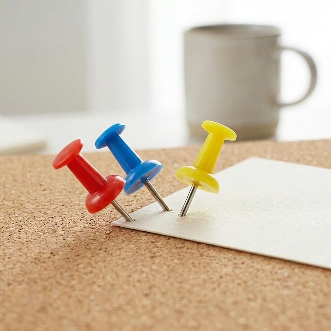 Lyellfe 6 Pack Cork Bulletin Board, 17"x8"-1/2" Thick Self-Adhesive Cork Boards, Frameless Cork Tiles with 50 Push Pins for DIY, Office, School and Home Decor