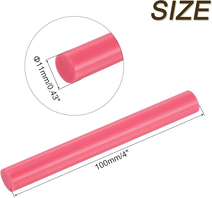 uxcell 12pcs Mini Hot Glue Sticks for Glue Gun 7/16 x 4 Inch Large Glue Sticks, 11 x 100mm Pale Red