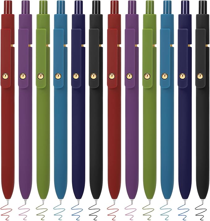 FIOVER Colored Gel Pens 12 Pack 0.7mm Medium Point Pens for Journaling | Quick-Dry Ink, Smooth Writing Colorful Pens for Note Taking, Doodling, Aesthetic Office School Supplies, Gifts for Women Men