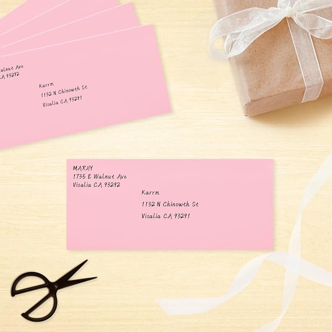 50 Pack #10 Business Envelopes, Pink Standard Envelopes Self Seal, Letter Size Business Mailing Envelopes for Checks Letters Invoices Statements Birthday Graduation Wedding, 4 1/8 x 9 1/2 Inch