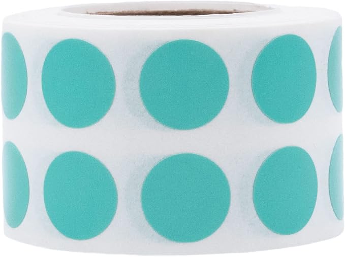 Teal 1/2" Inch Round Adhesive Labels 1,000 Color Coding Dot Stickers for Efficient Inventory Management, Crafting Projects, and Organizational Tasks in Offices, Schools, and Homes