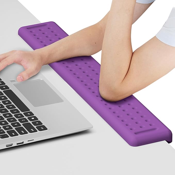 Leolee L-Shaped Desk Long Wrist Rest Elbow 60CM, Purple Arm Rest for Desk | Memory Foam, Non-Slip Base, Ergonomic Desk Edge Cushion, Wrist Support for Computer Keyboard, Typing, Office, Home