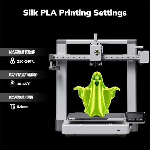 AMOLEN PLA 3D Printer Filament Silk PLA Filament 1.75mm Silk Filament Pack Black/Red Copper/Purple/Neon Green 3D Printing Filament Bundle for Holiday 3D Printing, 200gX 4 Spools
