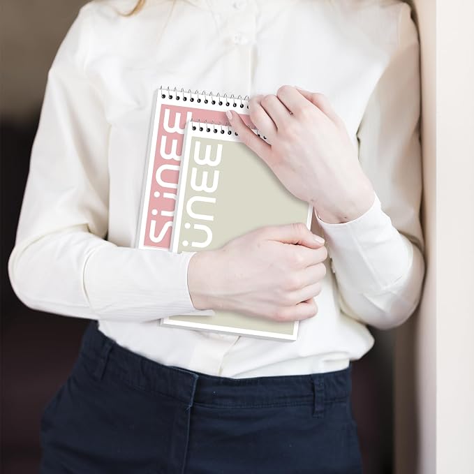SUNEE Steno Pads 6x9 10 Pack, Gregg Rule, 60 Sheets, White Paper, Take Notes with Top Spiral Notebook, for School, University, College, Work, Office, Classic Color