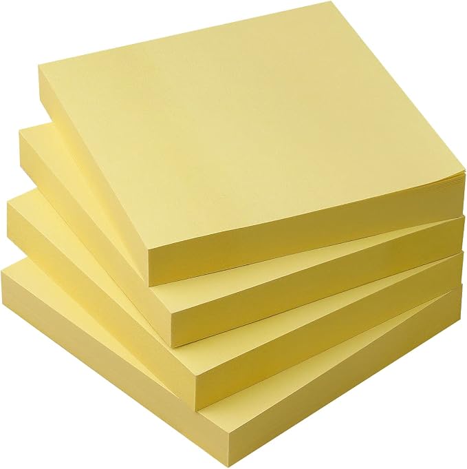 OSBOO Sticky Notes 3x3 with Bright Colors, 4 Pads 90 Sheets/Pad (Yellow) | Bright Yellow Self-Stick Notes Pads, 360 Sheets Total, Easy to Stick and Remove, Perfect for Office, School and Home