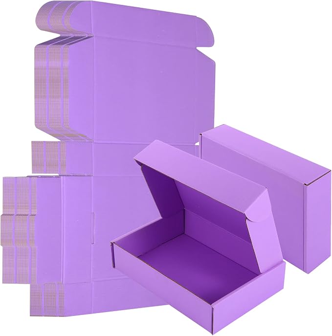 25 Pack Small Shipping Boxes Purple Corrugated Cardboard Box 9x6x2 inches，Corrugated Box for Packaging Small Business,Mailing Packing Literature Mailer,Shipping Gift Boxes