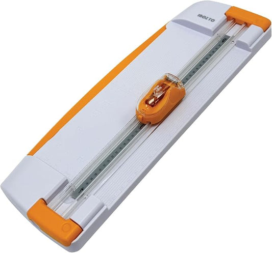 12" Portable Paper Cutter with Safety Guard for Precise Trimming of A4 Paper, cardstock & Photos. Ideal for Scrapbooking & Invitations. (Orange)