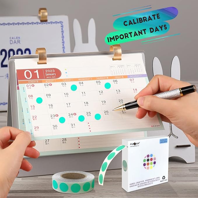 PARLAIM 0.5 Inch Round Permanent Color-Code Dot Stickers,Circle Colorful Coding Label Sticker for Home Office Classroom(Aqua)