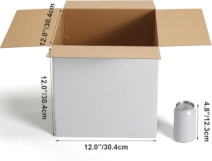 CRUGLA 12x12x12 Shipping Boxes 10 Pack, White Corrugated Cardboard Boxes with Side-Lock and Pre-Applied Double-Sided Tape, Easy Assemble Packing Mailer Boxes for Small Business Shipping