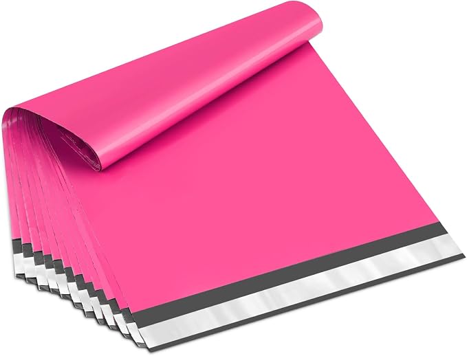 UCGOU Poly Mailers 12x15.5 Inch Hot Pink 100 Pack Medium Shipping Bags | Self Seal Adhesive Waterproof Tear Proof Mailers Poly Bags Strong Mailing Envelopes Packing for Clothes Books Accessories