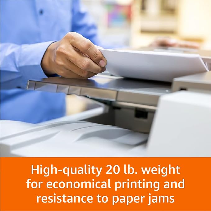 Amazon Basics Multipurpose Copy Printer Paper, 20 lb, 8.5 x 11 Inches, 5 Reams (2,500 Sheets), 92 Bright White