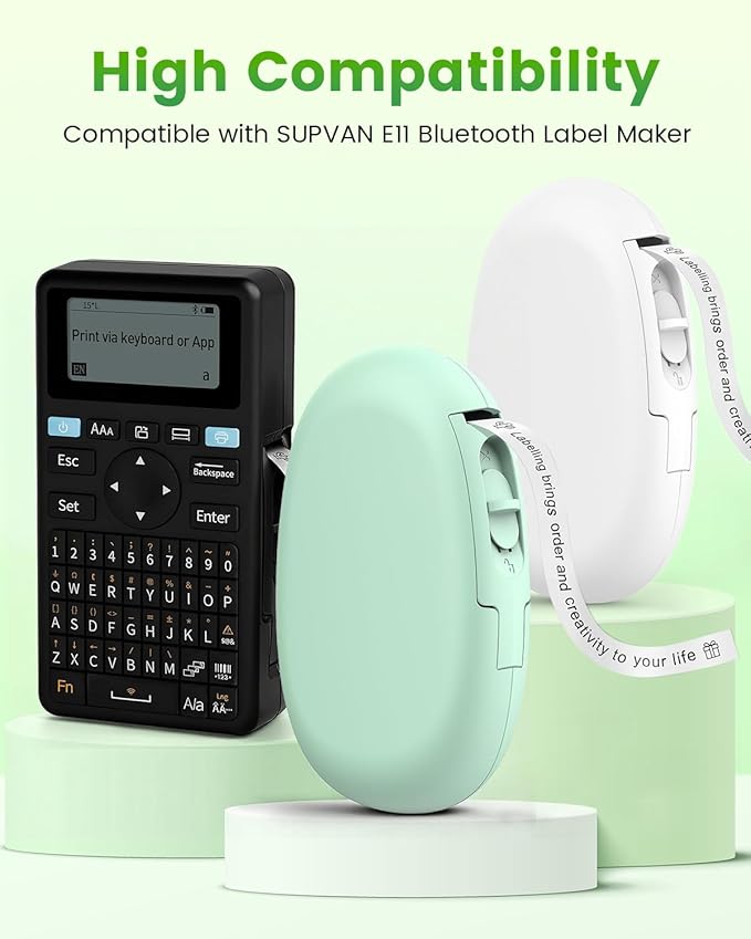 4 Rolls Label Maker Tape Compatible with SUPVAN E10 E11 Label Maker | Transparent,15mm × 6m,Continuous Laminated Thermal Label Tape Refill,Cannot be used on Katasymbol app, please use SUPRINT app