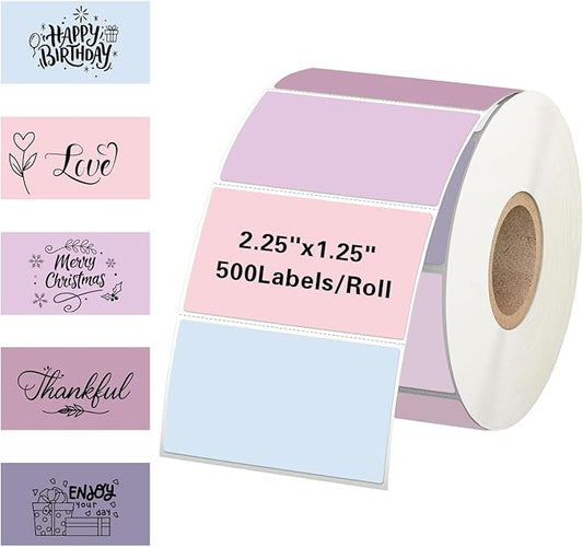 Starboling 2.25" x 1.25" Direct Thermal Labels,Self-Adhesive Printer Label for Address,Logo,Shipping,Barcodes,QR Code（Pink Gradient）