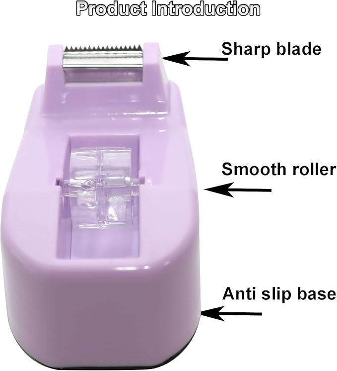 SHOIKOM Stylish and Sharp Desktop Tape Dispenser Cute Office Tape Dispenser for Desk - Non-Skid Base, Macaron Purple