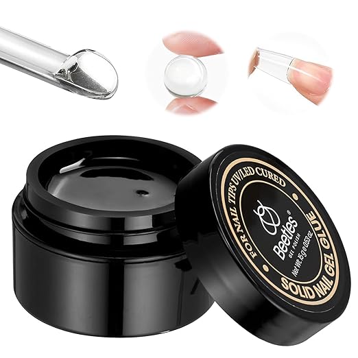 Beetles Solid Nail Glue Gel for False Tips, 15g Strong Adhesion for Clear Press on Acrylic Tips, Hard Gel 3D Sculpting for Spring Nail Art UV Light Cured