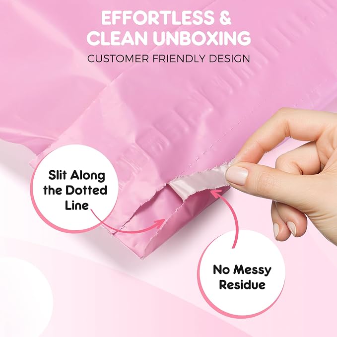 Fuxury Poly Mailers 12x15.5" 100PC Pink Shipping Bags for Clothing with Easy-Open Tear Strip & Easy-Store Hanging Holes, Strong Self-Seal Waterproof Shipping Envelopes Mailing Bags for Small Business