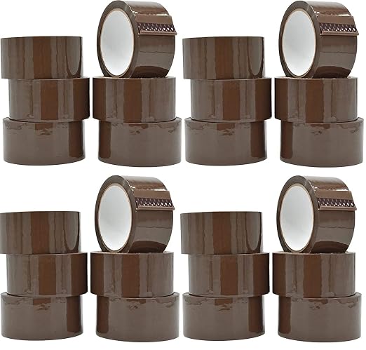 24 Rolls Carton Shipping Box Sealing Packing Tape, 2" x 110 Yards 330' Ft, Heavy Duty Tape, Designed for Office, Home or Commercial Use (24 Rolls / 2" Wide (Tan))