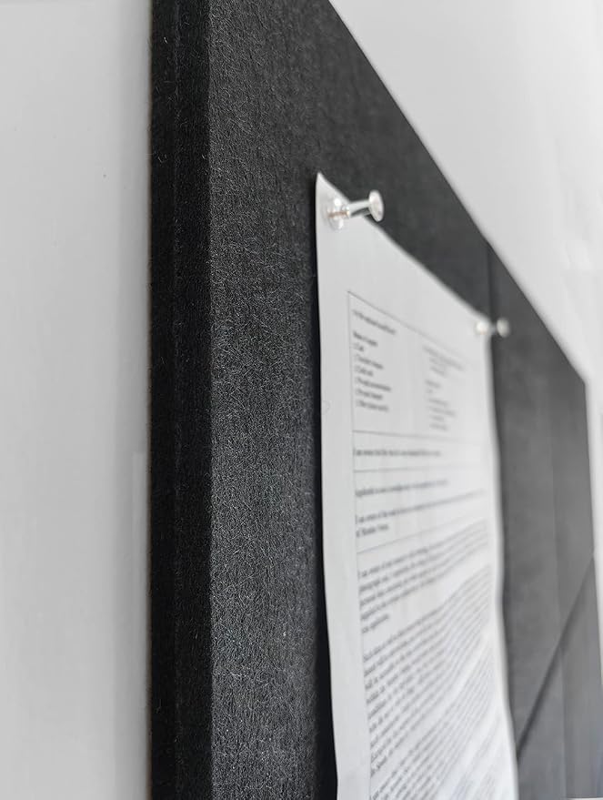 Black Cork Board Alternative 47"x35" | Felt Wall Tiles (12-Pack) | Aesthetic Felt Bulletin Board for Office, Home & Classroom | Large Cork Boards for Walls Pinboard Dartboard Wall Protector