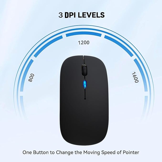 Wireless Bluetooth Mouse Rechargeable Laptop Mice with LED Lights Silent Slim Use(BT5.2 and 2.4G Portable USB Receiver)Dual Mode Computer Mouse for Laptop/iPad/Tablet/Apple/Computer/Mac(Silver)