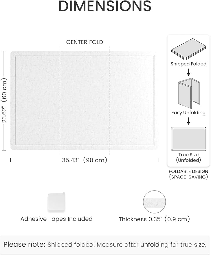 Fluxynara 35.4" x 23.6" Bulletin Board, Light Gray | Cork Board Alternative with 12 Removable Adhesive Tabs, Foldable Felt Pin Board for Home, Office, Classroom & Dorm