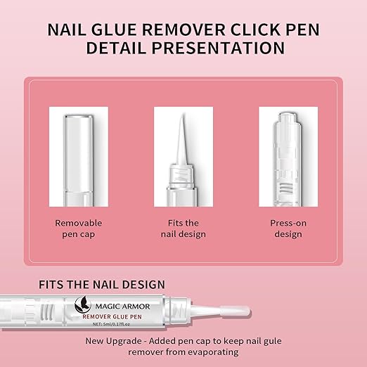 15g Semi Solid Nail Glue Gel with 5ml Remover Glue Pen, Super Glue for Press On Nails, No UV Light Needed Long Lasting, Click Removal Pen Design 3-in-1 Remover
