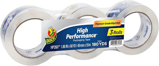 Duck HP260C03 Packing Tape Refill, 3 Rolls, 1.88 Inch x 60 Yard, Clear (655074)