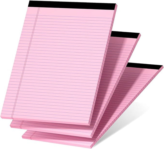 3 Pcs Legal Pads 8.5 x 11 Pink Note Pads 8.5 x 11 Notepad Total 75 Sheets, Micro Perforated Writing Pads Color Lined Paper College Ruled Pad of Paper Notebook To-Do List for School & Office Supplies