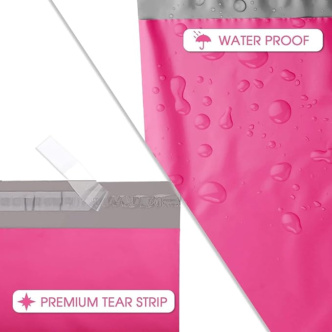 Metronic Poly Mailers 12x15.5 100 Pack Pink Medium Clothing Shipping Bags | Strong Self-Seal Mailers Poly Bags Shipping Envelopes, Thick Mailing Bags Package Bags for Small Business Shipping Supplies
