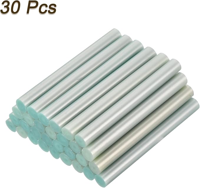 uxcell 30pcs Mini Hot Glue Gun Sticks 4-inch x 0.43-inch High Sticky Large Hot Glue Sticks for Glue Gun, Metallic Green