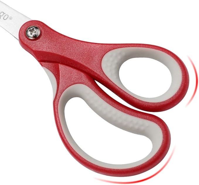 LIVINGO 5" Left and Right Handed Kids Scissors, Safety Blunt Sharp Stainless Steel Blade Scissors for Children School Teacher Use Crafting Cutting Paper, 3 Pack Assorted Colors