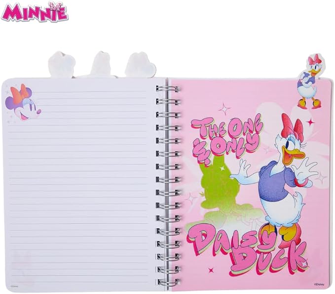 Disney Minnie Mouse and Daisy Duck Journal Notebook, Spiral Bound, 96 Lined Pages, 8 x 7 inches, Pink