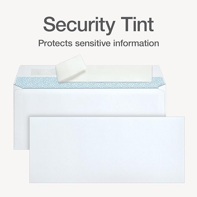 Columbian #10 Security Envelopes, 100 Pack, Self Seal Envelopes for Home, School, and Business Mailings, No Window, 4-1/8 x 9-1/2 Inches, Durable 24 lb White Paper