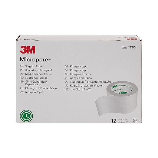 3M Micropore Paper Tape - White, 1" x 10yds (Box of 12)