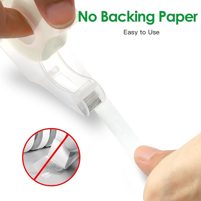 LOCKLOCK Double Sided Tape Light Duty, 40 Pack, 1/2 x 300 inches, Narrow Double StickTape with Dispenser for Crafts, Gift Wrapping, Alternative to Scrapbook Tape, Office School Supplies.