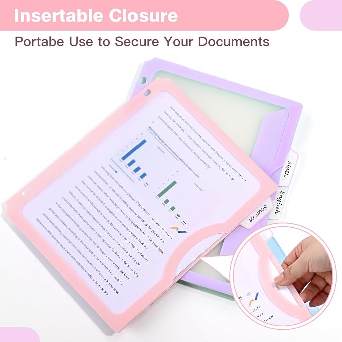 15 Counts Dividers with One Full Pocket, 5-Tab Binder Dividers for 3 Ring Binder, Recipe Binder Dividers for US Letter Size 8.5 x 11', Index Dividers for Back to School, Pastel Color (3)