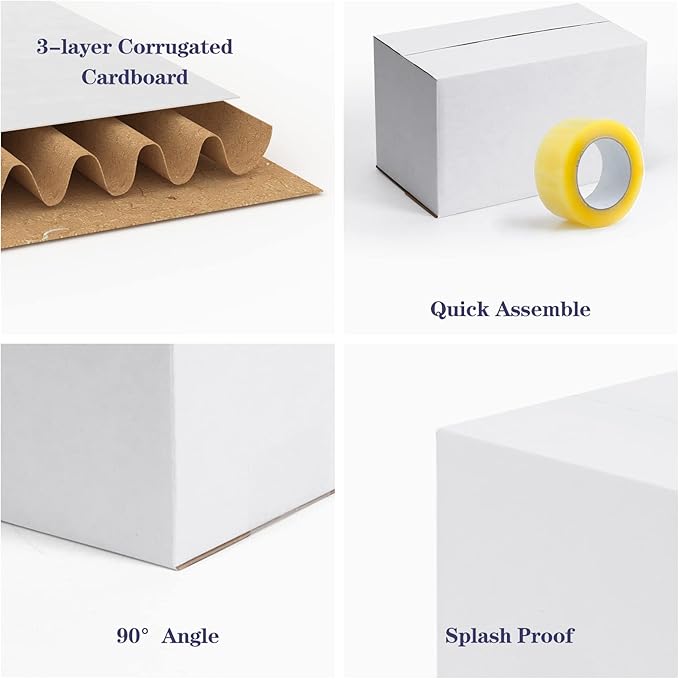 Small Shipping Boxes 10x6x6 Inch set of 40, White Corrugated Cardboard Boxes for Small Business, Mailing, Moving and Storage
