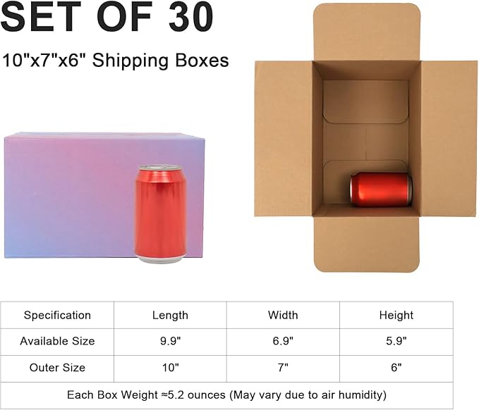 10x7x6 Medium Shipping Boxes, 30 Pack Purple Cardboard Mailer Box, Gift Boxes for Packaging Small Business