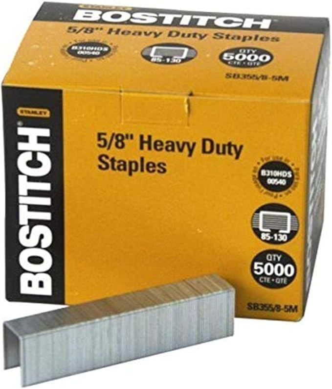 Bostitch Heavy Duty Premium Staples, Staples 85-130 Sheets, 5/8" - 5,000 Staples (SB353/8-5M) (Packaging May Vary)
