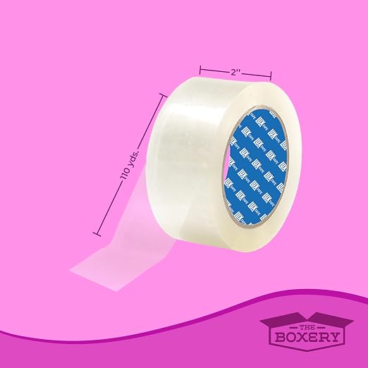 The Boxery 2" x 110 Yards Clear Packing Tape – 6 Roll Carton – Warehouse Grade Adhesive for Shipping, Moving & Packaging – Standard Strength 1.85 Mil Box Sealing Tape