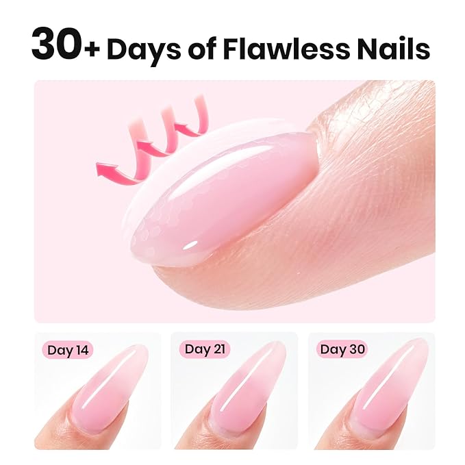 Beetles Builder Gel Nail Kit-2 Pcs 0.5oz Clear & Jelly Pink Builder Gels & Nail Brush,8 in 1 Nail Thickening Strengthening Building Apex for Beginner DIY UV Nails Salon at Home,New Bottle,Blush Air