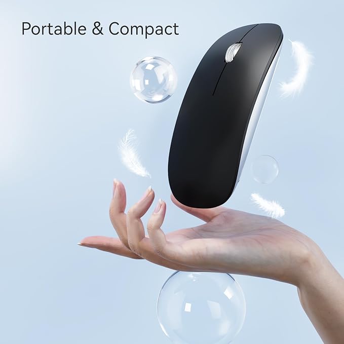 TENMOS M18 Bluetooth Mouse,USB C Rechargeable Wireless Mouse-Matte Black | Tri-Mode BT5.1/5.0+2.4G, Silent, Portable, Battery Level Visible, USB Receiver,Type C Adapter, for Laptop/Macbook/iPad/PC