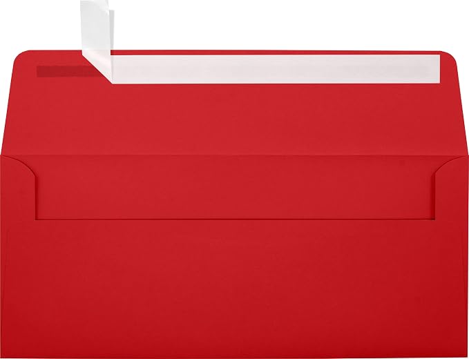 LUXPaper #10 Business Envelopes | Peel & Press | 4 1/8" x 9 1/2" | Ruby Red | 24lb. Paper Weight | 500 Qty