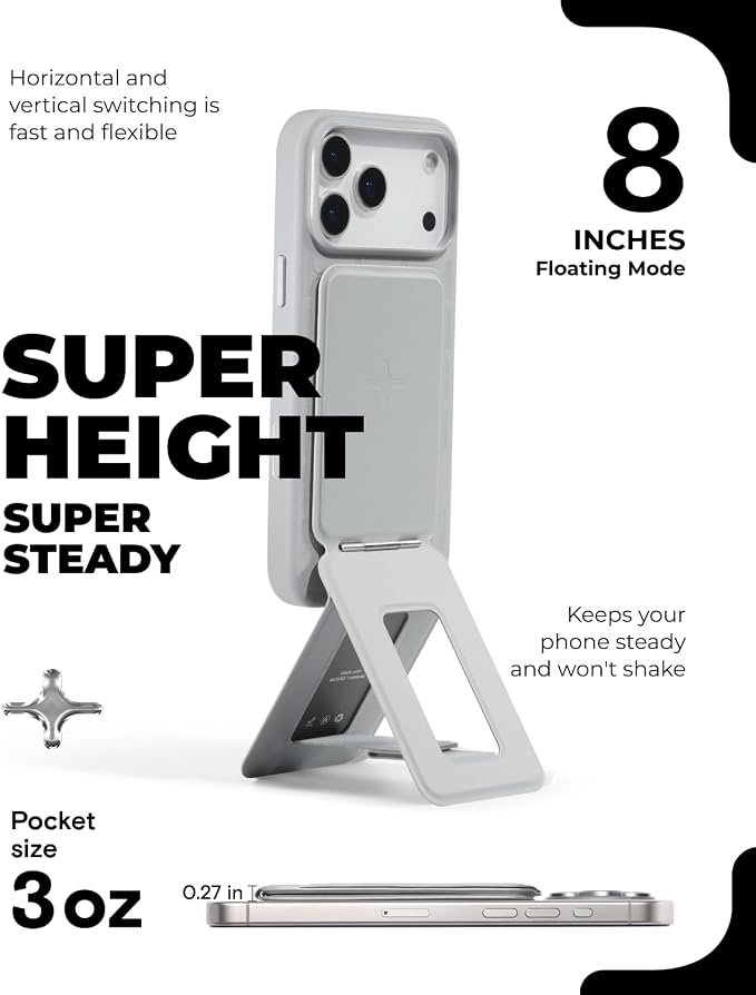 MOFT Phone Tripod Stand x Tombogo, Selfie Stick for iPhone, Mulit-Angle | Pocket Size | Strong Magnets l MOVAS Leather | Magsafe Compatible | Easy to Charge | Stylish |For Content Creators