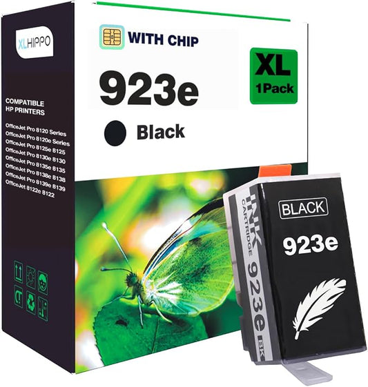 923XL 923e Black Replacement for HP 923 Black Ink Cartridgs for HP printers OfficeJet Pro 8125e 8128e 8135e 8138e 8139e 8130e 8120e Series, for Office Jet Pro 8120 8130 Series Printer Ink Cartridge