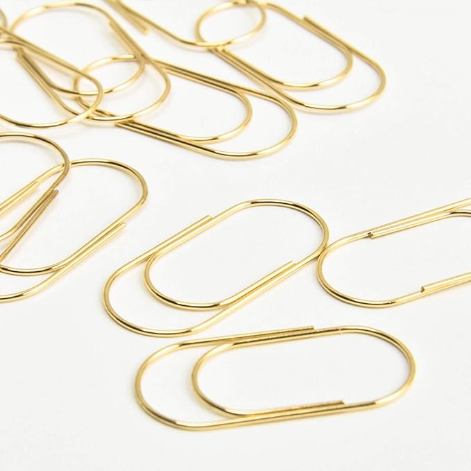 Gold Large Paper Clips, 50pcs 50mm/1.97" Oversized Jumbo Wide Planner Giant Paper Clip Non Skid Smooth Finish Steel Wire Office Supply Invitation Accessories (Gold)