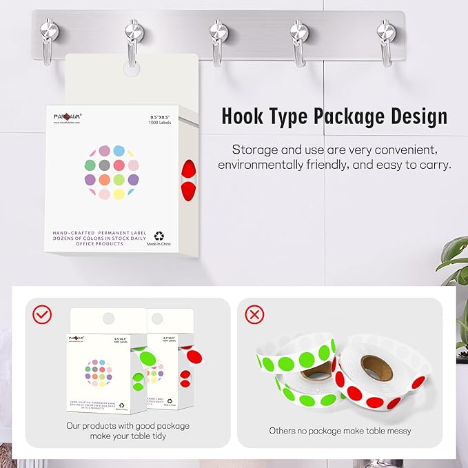 PARLAIM 1/2" Circle Dot Stickers 2 Rolls Pack 2000 Color Coded Labels for Home Commerce Business, Red + Light Green